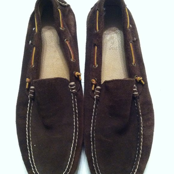 POLO RALPH LAUREN MENS PRE-OWNED BROWN LEATHER SUEDE SLIP-ON LOAFERS SIZE: 13D main image 10